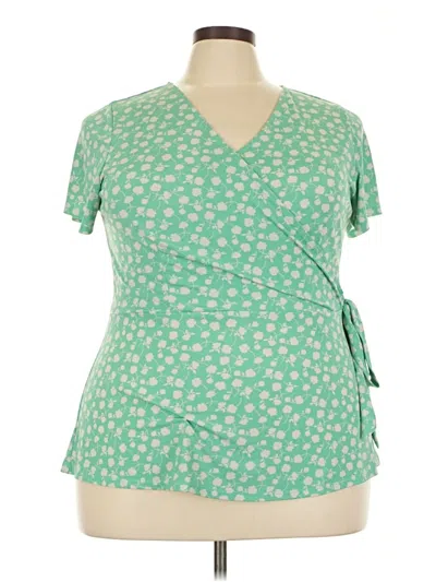 Pre-owned Kaileigh Short Sleeve Blouse In Green