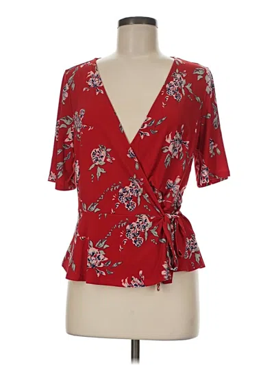 Pre-owned Kaileigh Short Sleeve Blouse In Red