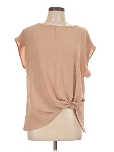 Pre-owned Kaileigh Short Sleeve Blouse In Tan