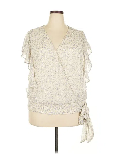 Pre-owned Kaileigh Short Sleeve Blouse In White