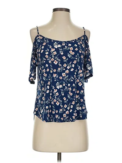 Pre-owned Kaileigh Short Sleeve Top Blue Cold Shoulder Neckline Tops