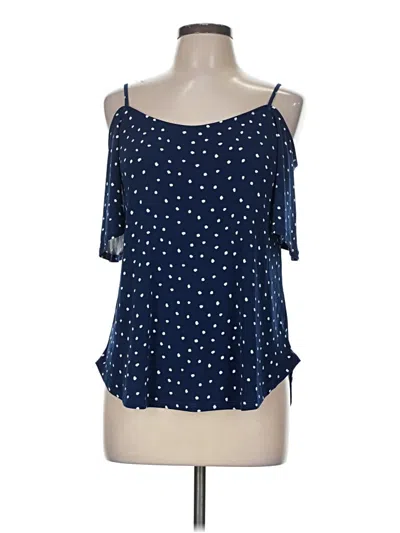 Pre-owned Kaileigh Short Sleeve Top Blue Cold Shoulder Neckline Tops