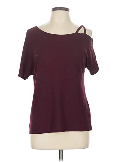 Pre-owned Kaileigh Short Sleeve Top Burgundy Cold Shoulder Neckline Tops