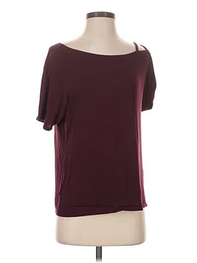 Pre-owned Kaileigh Short Sleeve Top Burgundy One Shoulder Neckline Tops