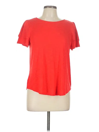 Pre-owned Kaileigh Short Sleeve Top Red Keyhole Neckline Tops