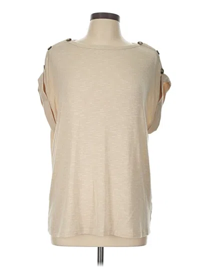 Pre-owned Kaileigh Short Sleeve Top Tan Cold Shoulder Neckline Tops