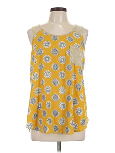 Pre-owned Kaileigh Sleeveless Top Yellow Halter Neckline Tops