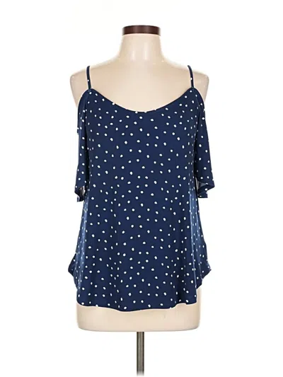 Pre-owned Kaileigh Tank Top Blue Cold Shoulder Neckline Tops