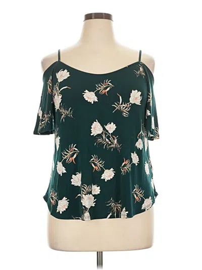 Pre-owned Kaileigh Tank Top Teal Cold Shoulder Neckline Tops
