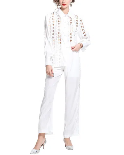 Kaimilan 2pc Blouse & Pant Set In White