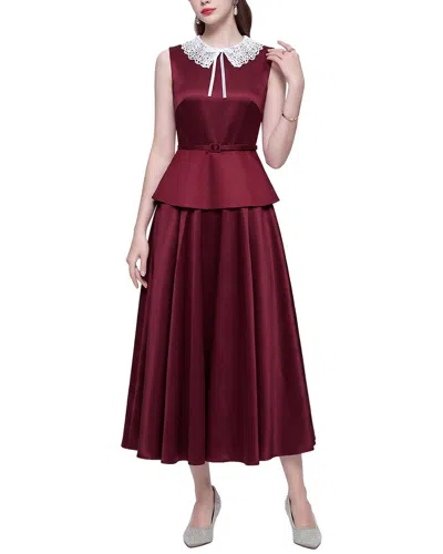 Kaimilan Long Solid Dress In Burgundy