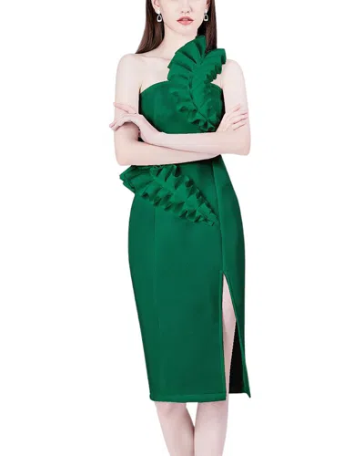 Kaimilan Off-the-shoulder Midi Dress In Green