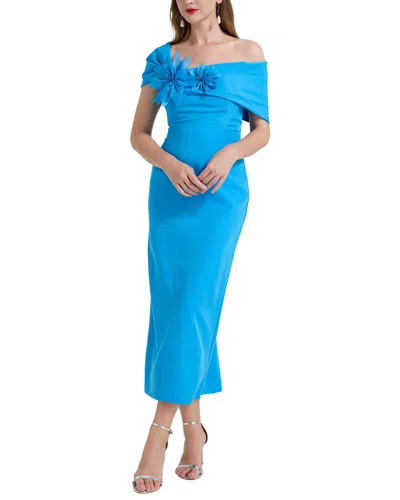 Kaimilan Off-the-shoulder Midi Dress In Blue