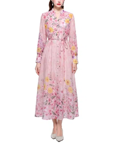 Kaimilan Printed Midi Dress In Pink