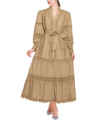 Kaimilan Solid Midi Dress In Brown