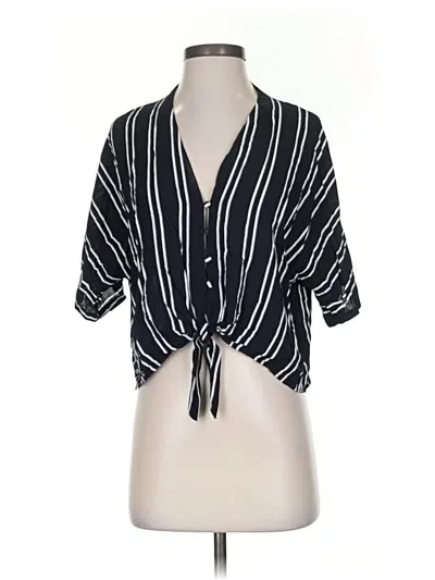Pre-owned Kaitlyn Short Sleeve Blouse In Black