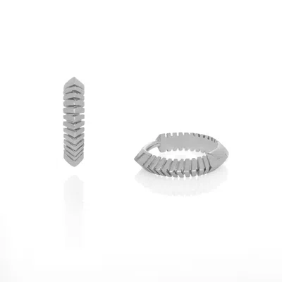 Kaizarin Men's Silver Unisex Single White Gold Huggie Earring