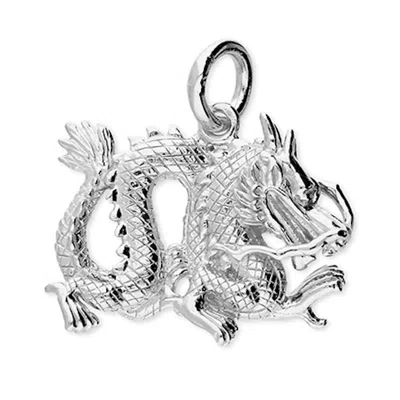 Kaizarin Silver Dragon Pendant For Men In Metallic