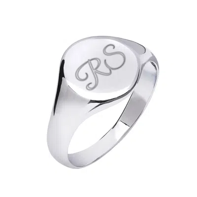 Kaizarin Silver Initial Signet Ring For Men Or Women - Size P In Metallic