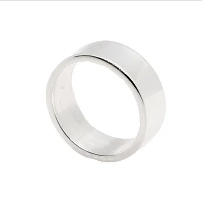 Kaizarin Silver / White Men's Silver Band Ring In Metallic