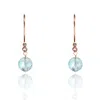 Kaizarin Women's Blue Aquamarine Drop Earrings In Rose Gold And Diamonds In Blue