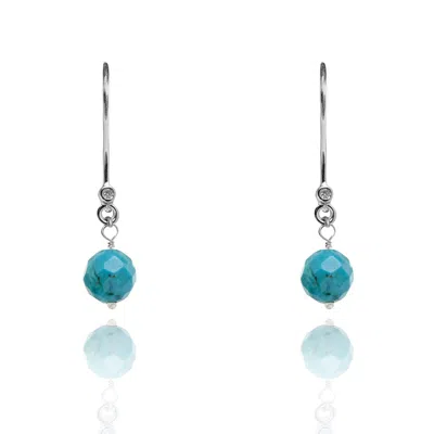 Kaizarin Women's Blue Turquoise December Birthstone Drop Earrings In White Gold In Multi