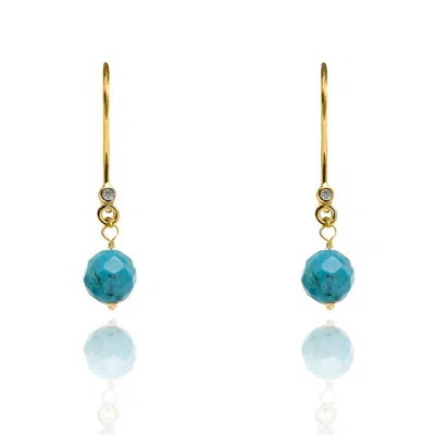 Kaizarin Women's Blue Turquoise Earrings December Birthstone In Gold