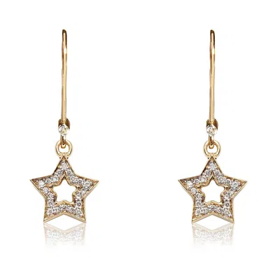 Kaizarin Women's Dangly Starry Earrings In Yellow Gold