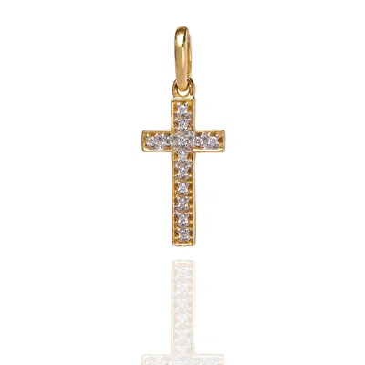 Kaizarin Women's Diamond Studded My Cross Pendant Yellow Gold