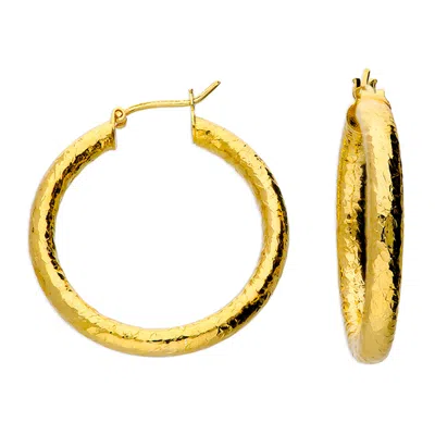 Kaizarin Women's Gold Hammered Hoop Earrings