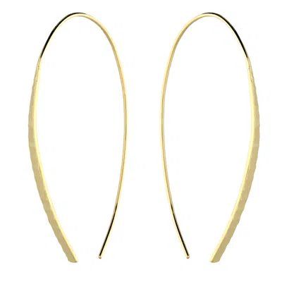 Kaizarin Women's Gold Plated Sterling Silver Diamond Cut Tapered Bar Pull Through Earrings