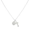Kaizarin Women's Heart And Key Charm Silver Necklace