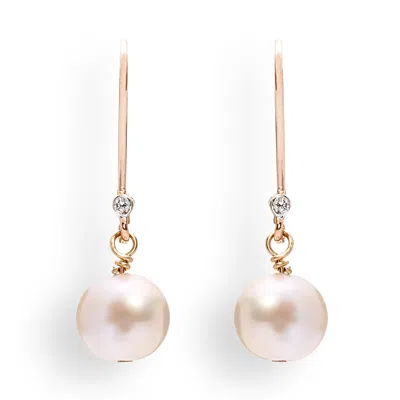 Kaizarin Women's June Birthday Pink Pearl Drop Rose Gold Earrings