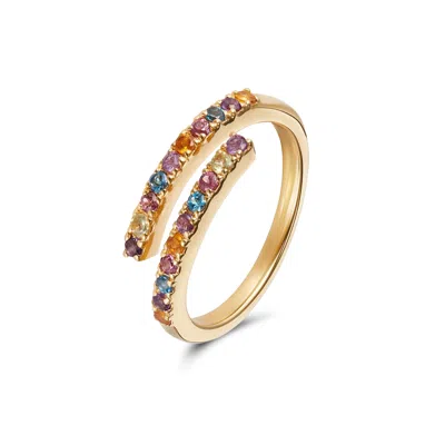 Kaizarin Women's Open Multi-colour Ring In Yellow Gold With Semi Precious Stones