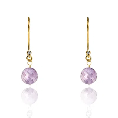 Kaizarin Women's Pink / Purple Amethyst Drop Earrings February Birthstone