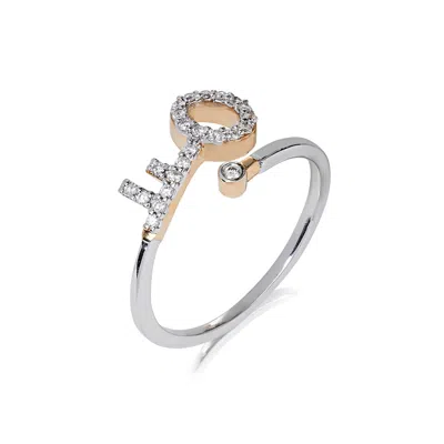 Kaizarin Women's Silver / Gold Limited Edition Open Diamond Key Ring In Silver & Gold In Metallic