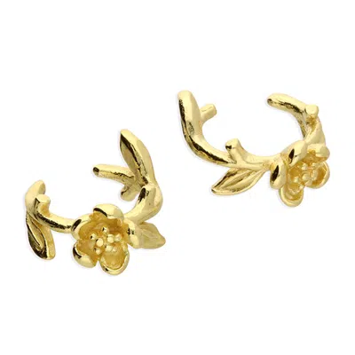 Kaizarin Women's Silver / Gold Yellow Gold-plated Flower Ear Cuffs