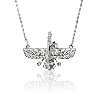 Kaizarin Women's Silver Guardian Angel In 18 Carat White Gold & Diamonds In Metallic
