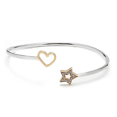 Kaizarin Women's Silver Open Heart & Star Bangle In Multi