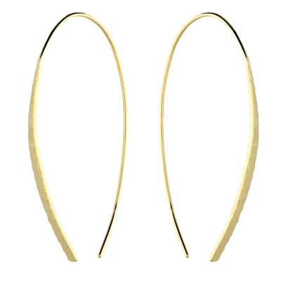 Kaizarin Women's Silver / White / Gold Yellow Gold-plated Diamond Cut Tapered Bar Pull Through Earring