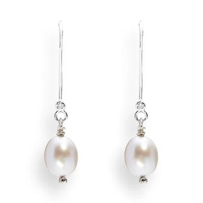 Kaizarin Women's White / Rose Gold / Gold June Birthday White Pearl Drop White Gold Earrings In Metallic