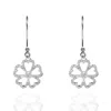 Kaizarin Women's White Twin Dangly Flowers Diamond Earrings In White