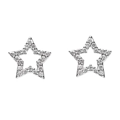 Kaizarin Women's White Twin Stars Diamond Earrings