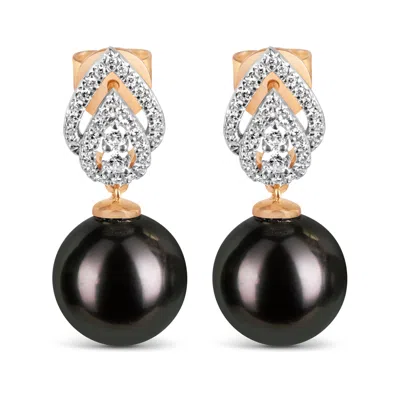 Kajal Naina Women's Black / Gold Ila Pearl And Diamond Earrings In Multi
