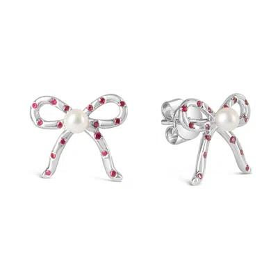 Kajal Naina Women's Blushing Bow Earrings - Silver
