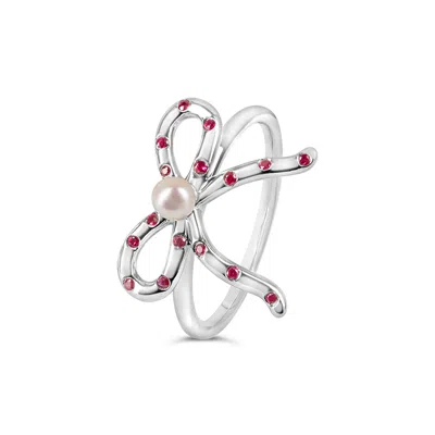 Kajal Naina Women's Blushing Bow Ring - Silver