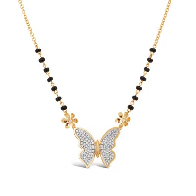 Kajal Naina Women's Gold / Black Asha Butterfly Mangalsutra - Regular In Multi