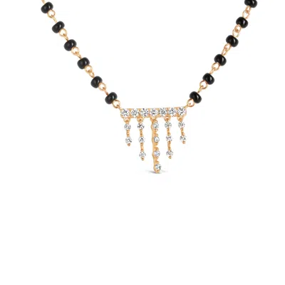 Kajal Naina Women's Gold / Black Sanu Jharana Mangalsutra - Full Diamond With Black Beads In Multi