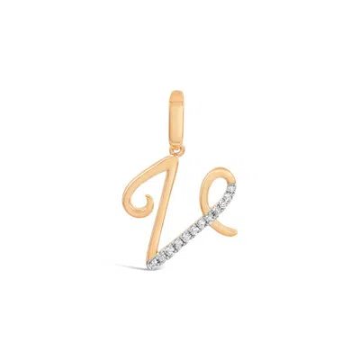 Kajal Naina Women's Gold Cursive Letter Pendant - V