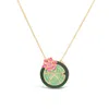 Kajal Naina Women's Gold / Green Lotus In A Pond Pendant In Multi